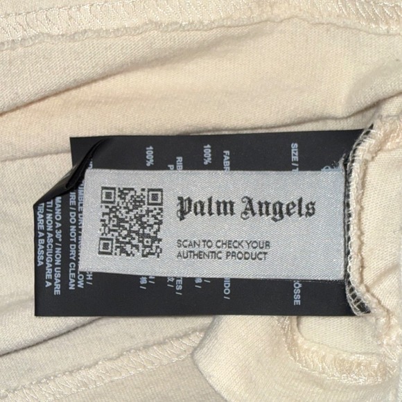 Palm Angels Spray Paint Logo Cropped T-Shirt Cream Red - Picture 7 of 7